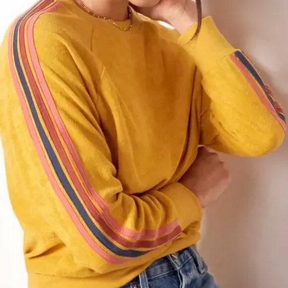 Evereve Terry Striped Sleeve Crewneck - Picture 1 of 5